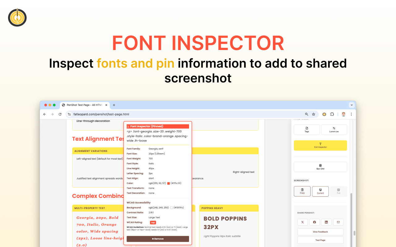 Font Inspector - Typography and accessibility analysis