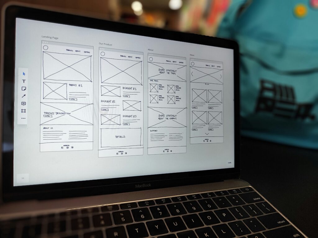 example wireframes on laptop